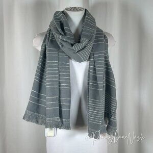 NWT Simply Noelle Striped Scarf with Fringed Gray